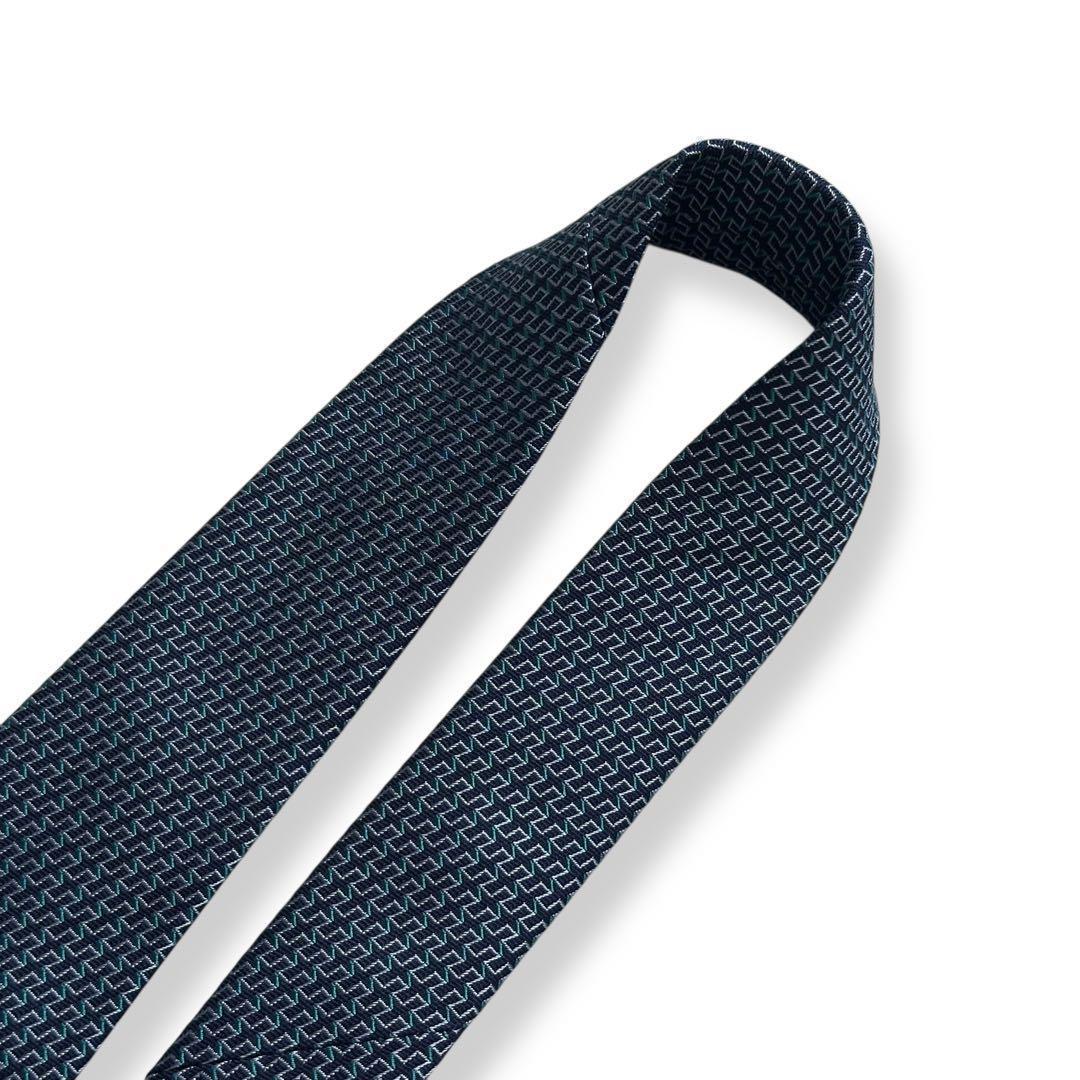 未使用級美品✨HERMES ネクタイ　ファソネ　H柄　光沢感　ロゴ　【D】