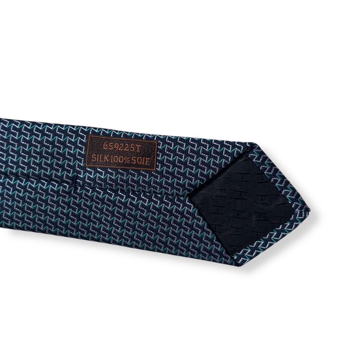 未使用級美品✨HERMES ネクタイ　ファソネ　H柄　光沢感　ロゴ　【D】