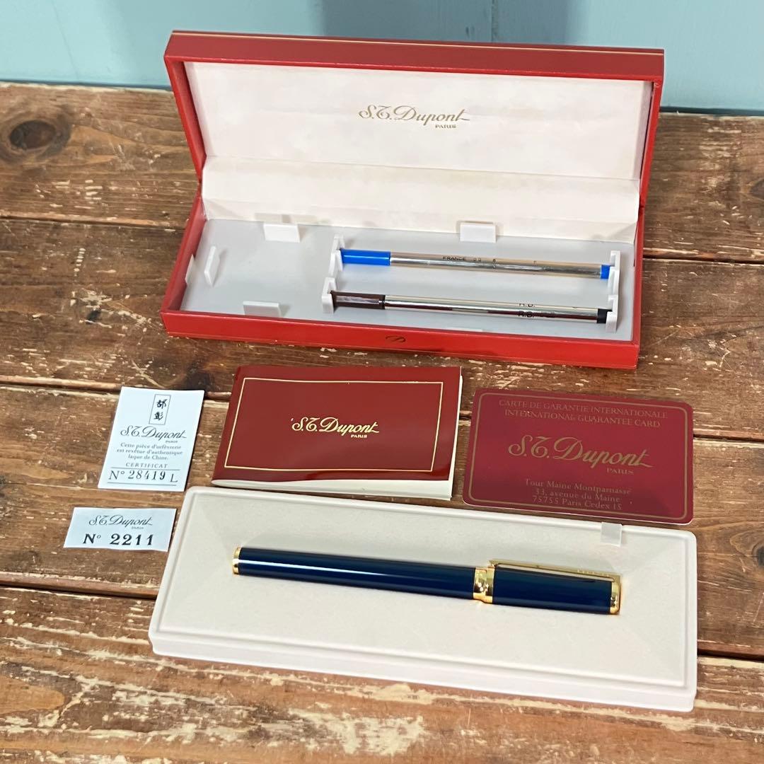 S.T. Dupont エステーデュポン　ボールペン　刻印入り　ネイビー