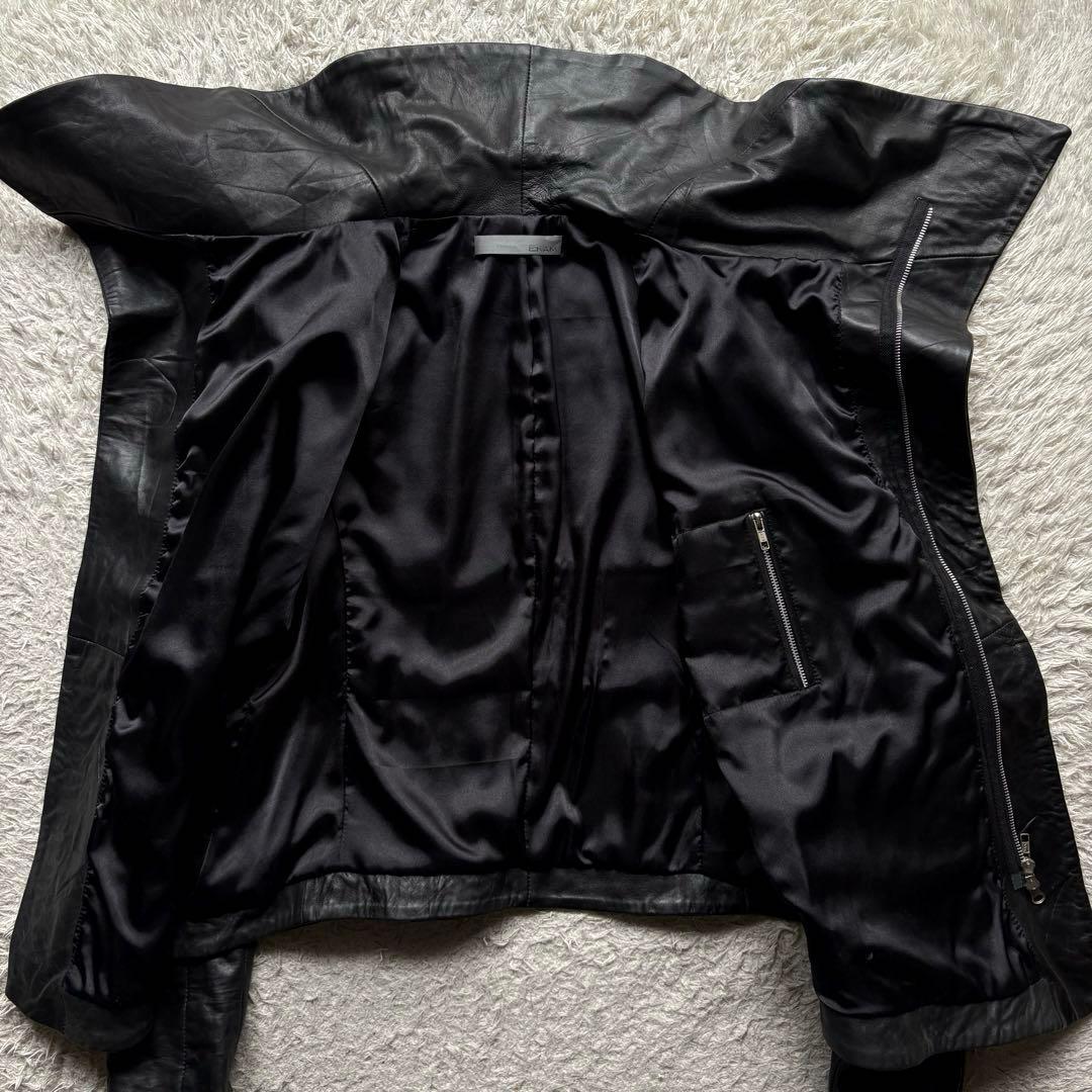 ★羊革★ EKAM ハイネック 変形 ライダース ジップアップ ダブル 黒 M