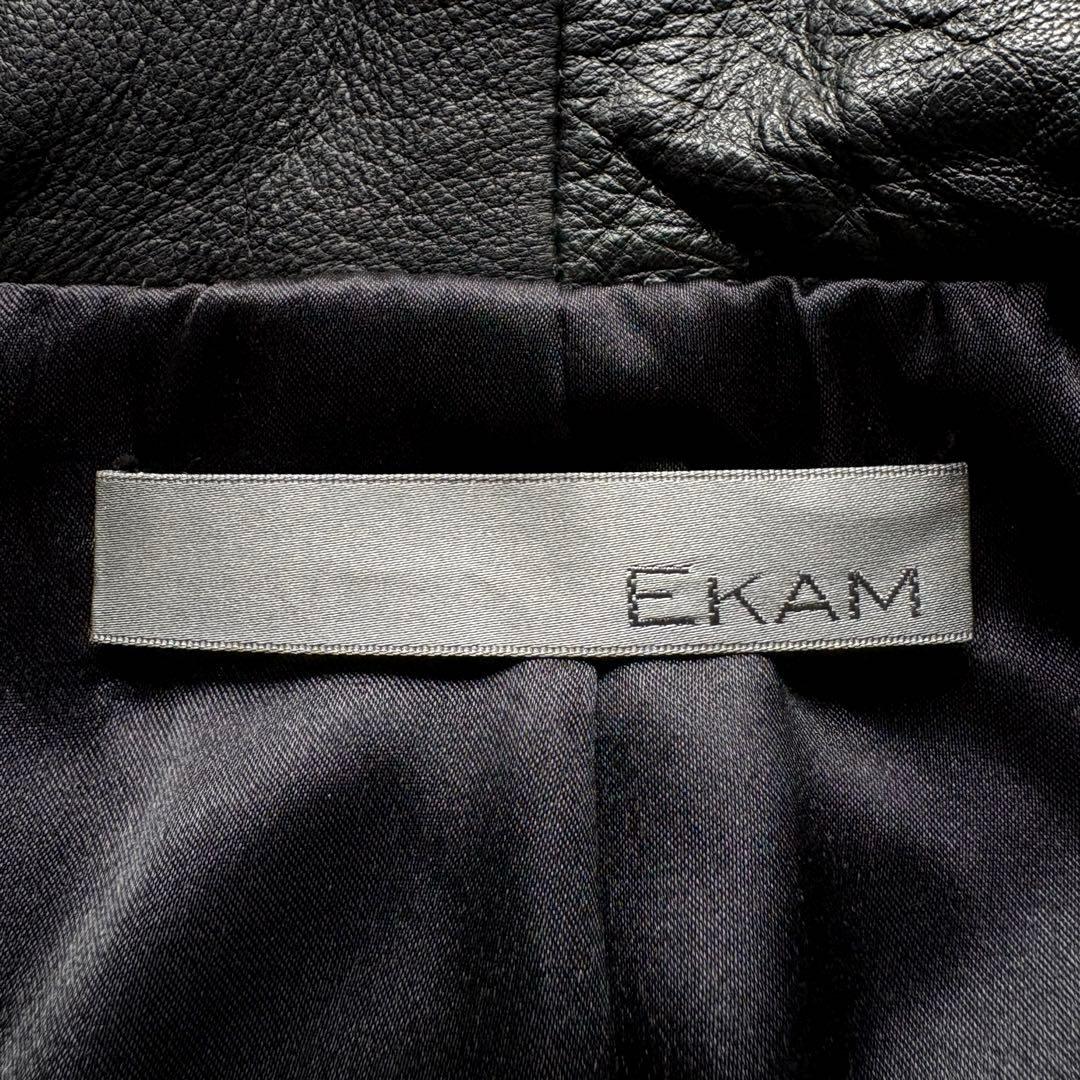★羊革★ EKAM ハイネック 変形 ライダース ジップアップ ダブル 黒 M