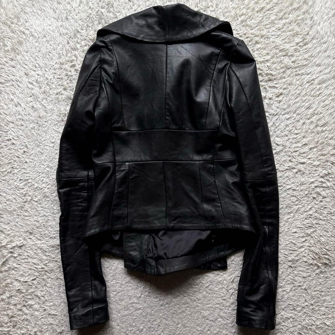 ★羊革★ EKAM ハイネック 変形 ライダース ジップアップ ダブル 黒 M