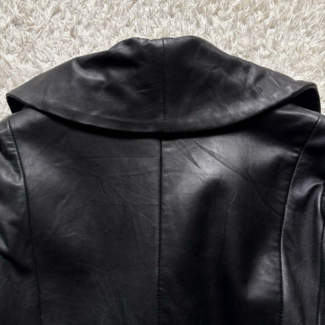 ★羊革★ EKAM ハイネック 変形 ライダース ジップアップ ダブル 黒 M