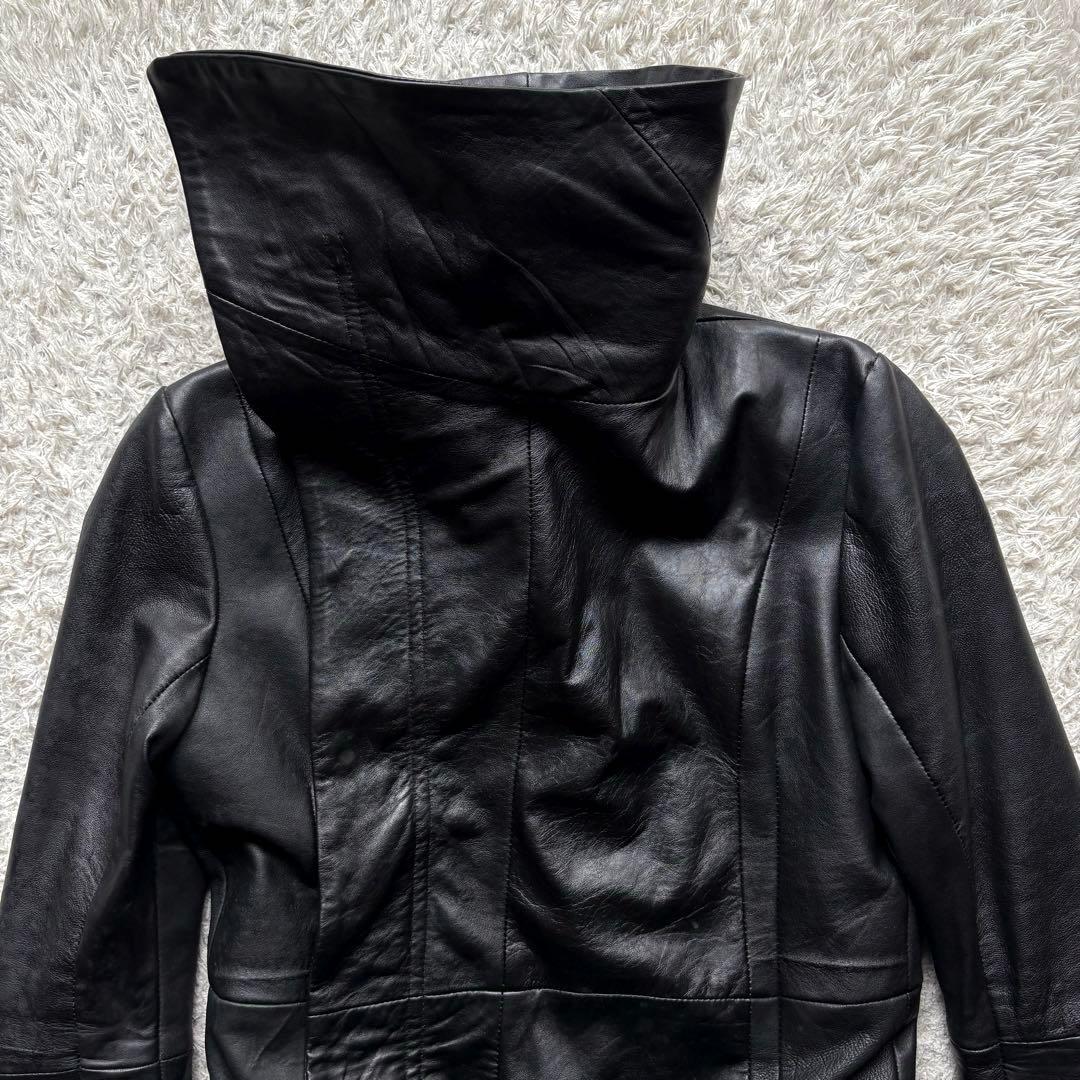 ★羊革★ EKAM ハイネック 変形 ライダース ジップアップ ダブル 黒 M