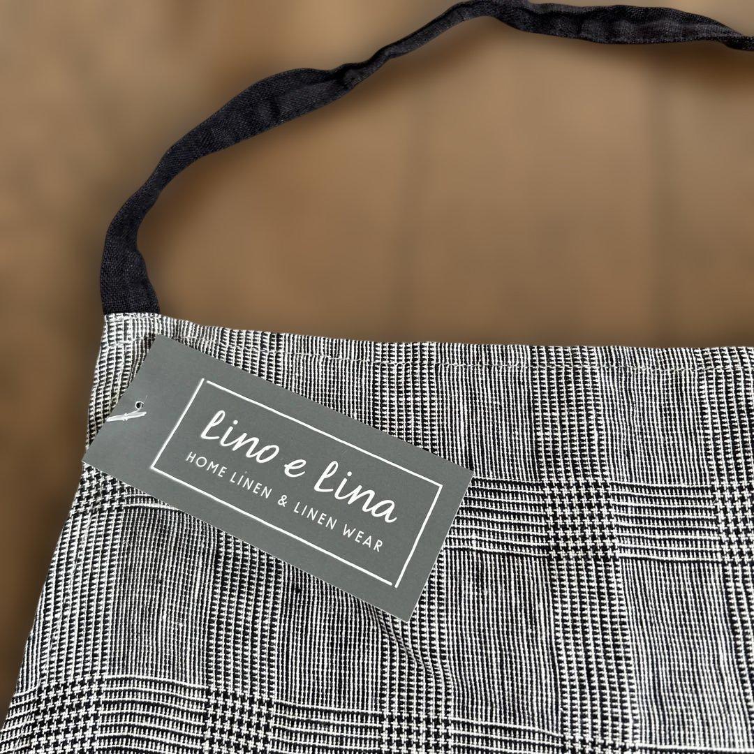 Lino e Lina リネンエプロン ブラック・ホワイトチェック