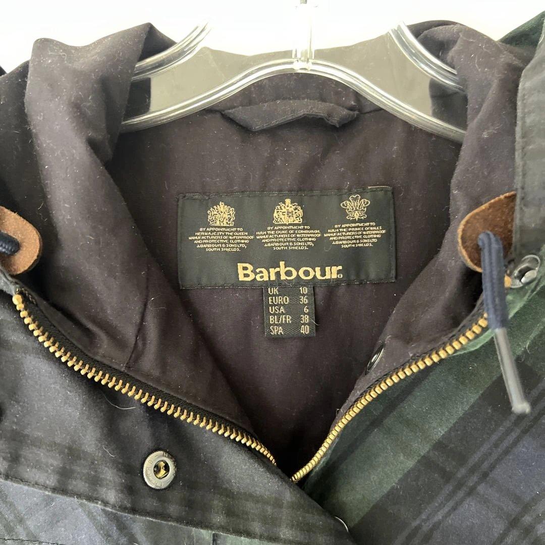 お値下げ！　美品　Barbourフーディチェックオイルドコート ブラックウォッチ