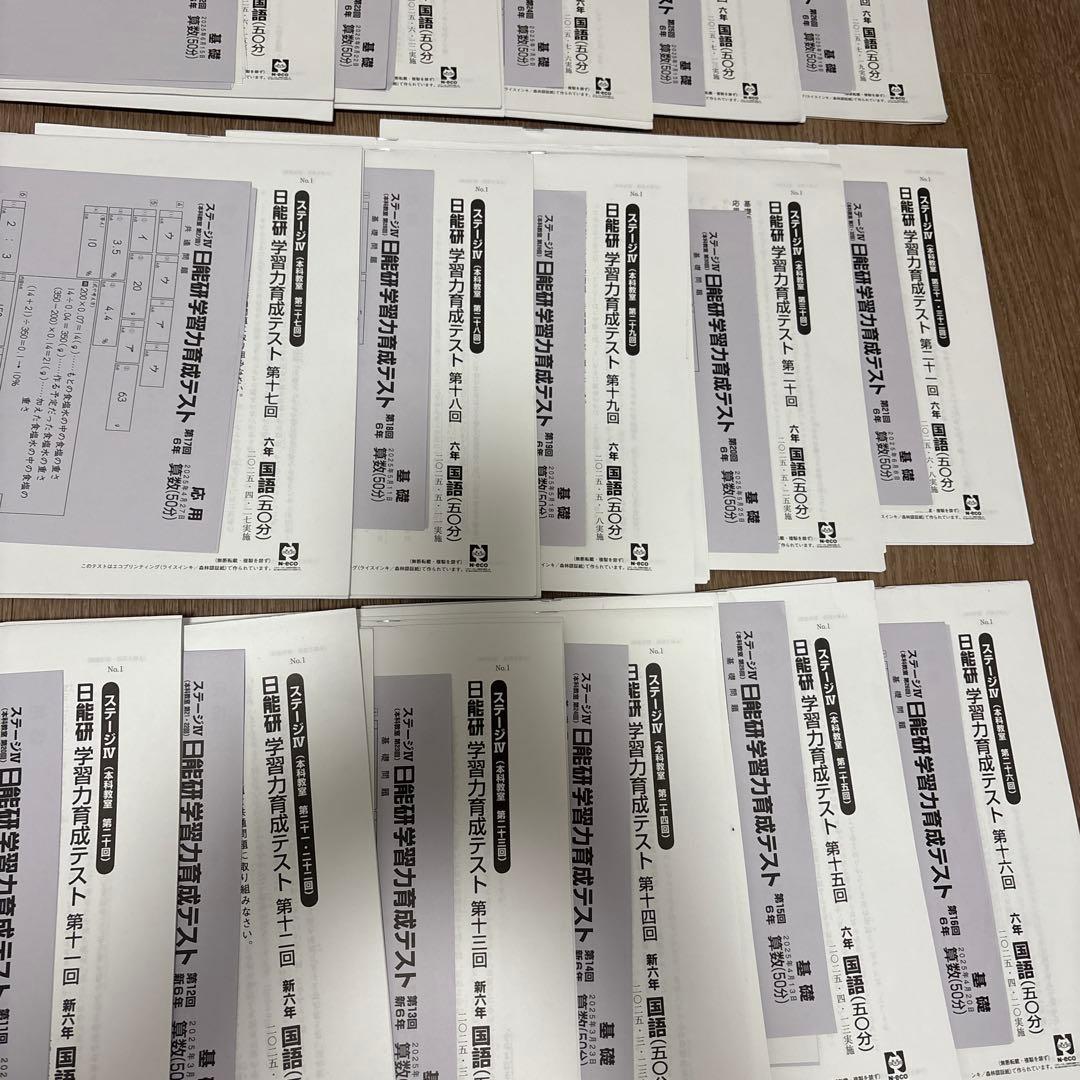 2025年度　日能研　6年　前期　育成テスト 17回分