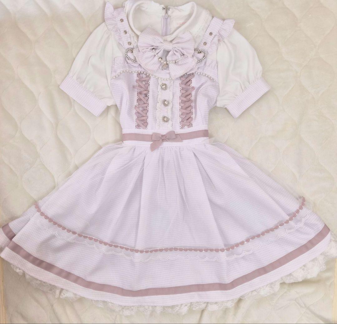 リズリサ ハウンドトゥースエプロンワンピース