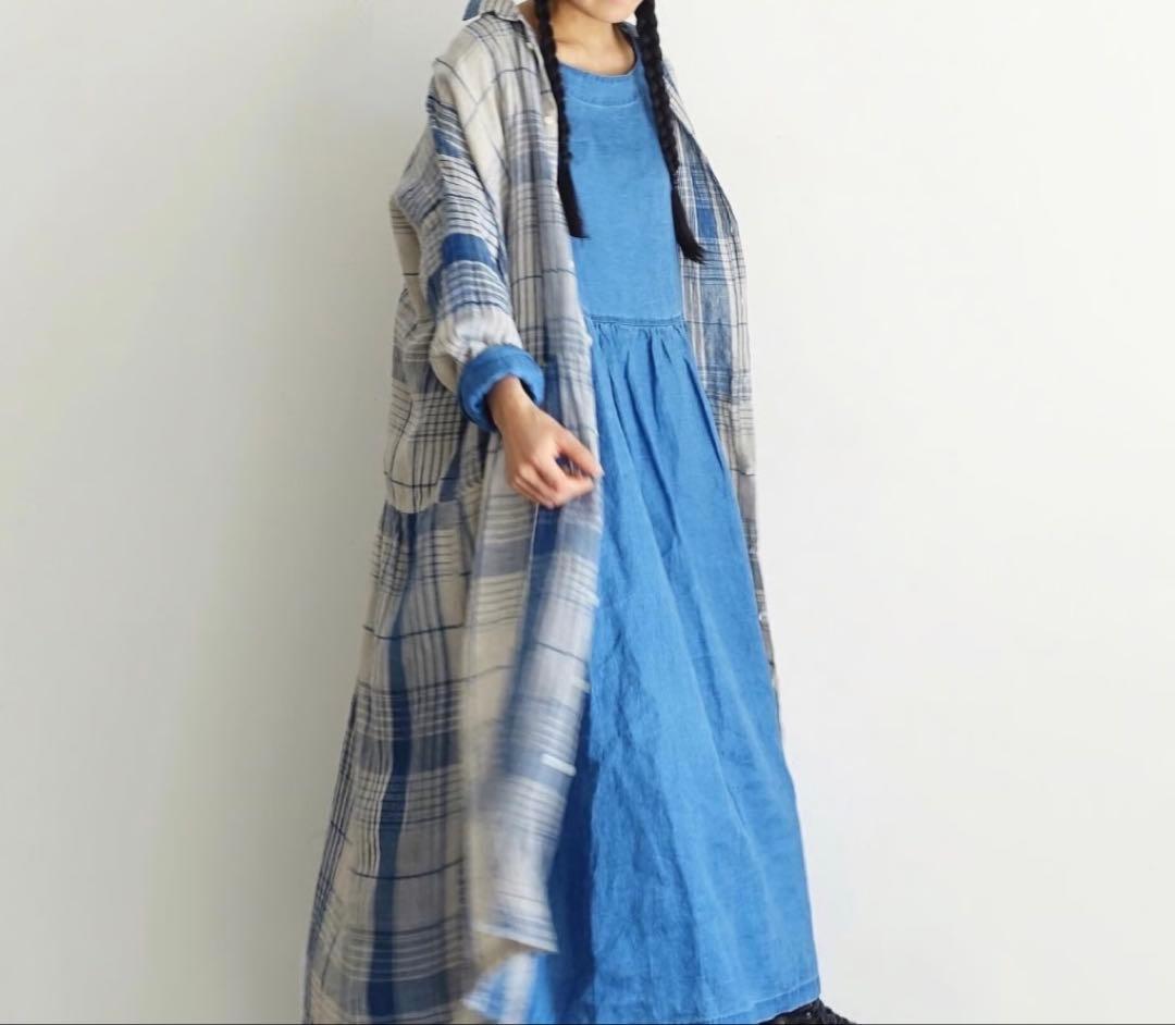 新品 イチアンティークス INDIGO Linen Denim Dress