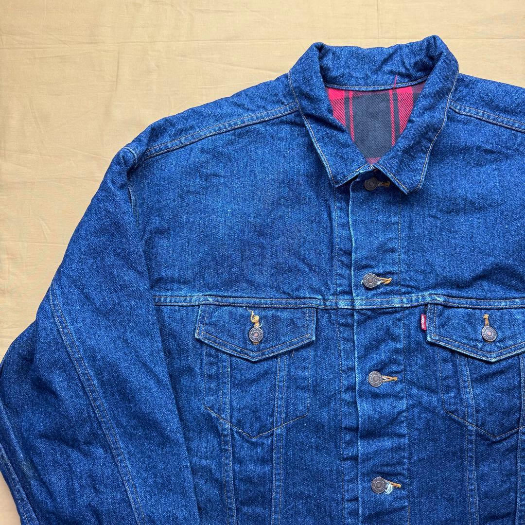 美品　USA製　levi's デニムジャケット　ブランケット　濃紺　XL