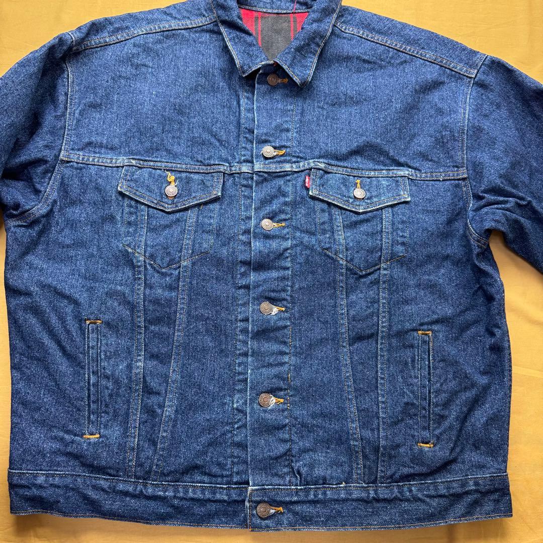 美品　USA製　levi's デニムジャケット　ブランケット　濃紺　XL