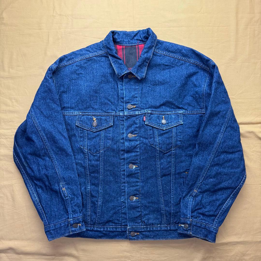 美品　USA製　levi's デニムジャケット　ブランケット　濃紺　XL
