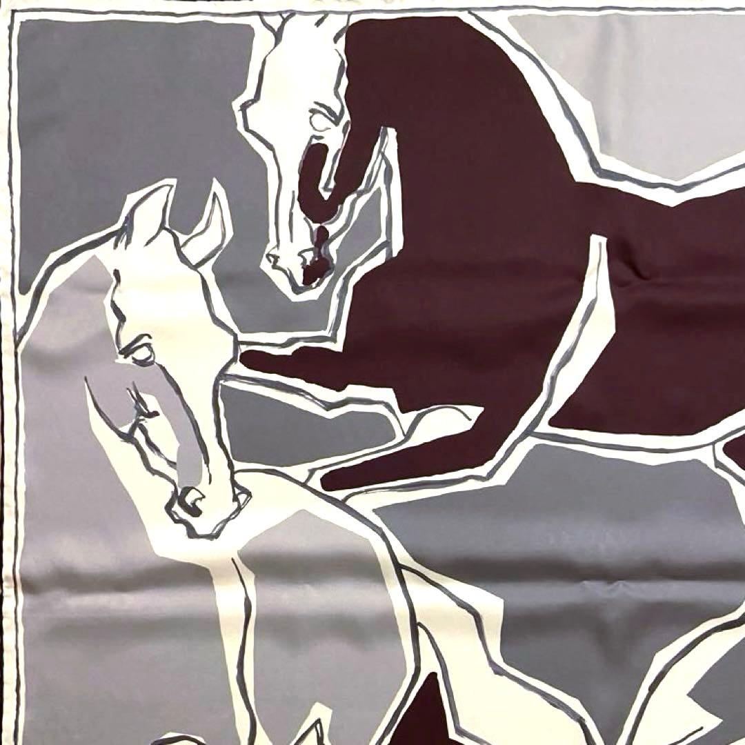 美品 お洒落エルメス シルクスカーフ カレ90 馬のダンス ダブルフェイス 青赤