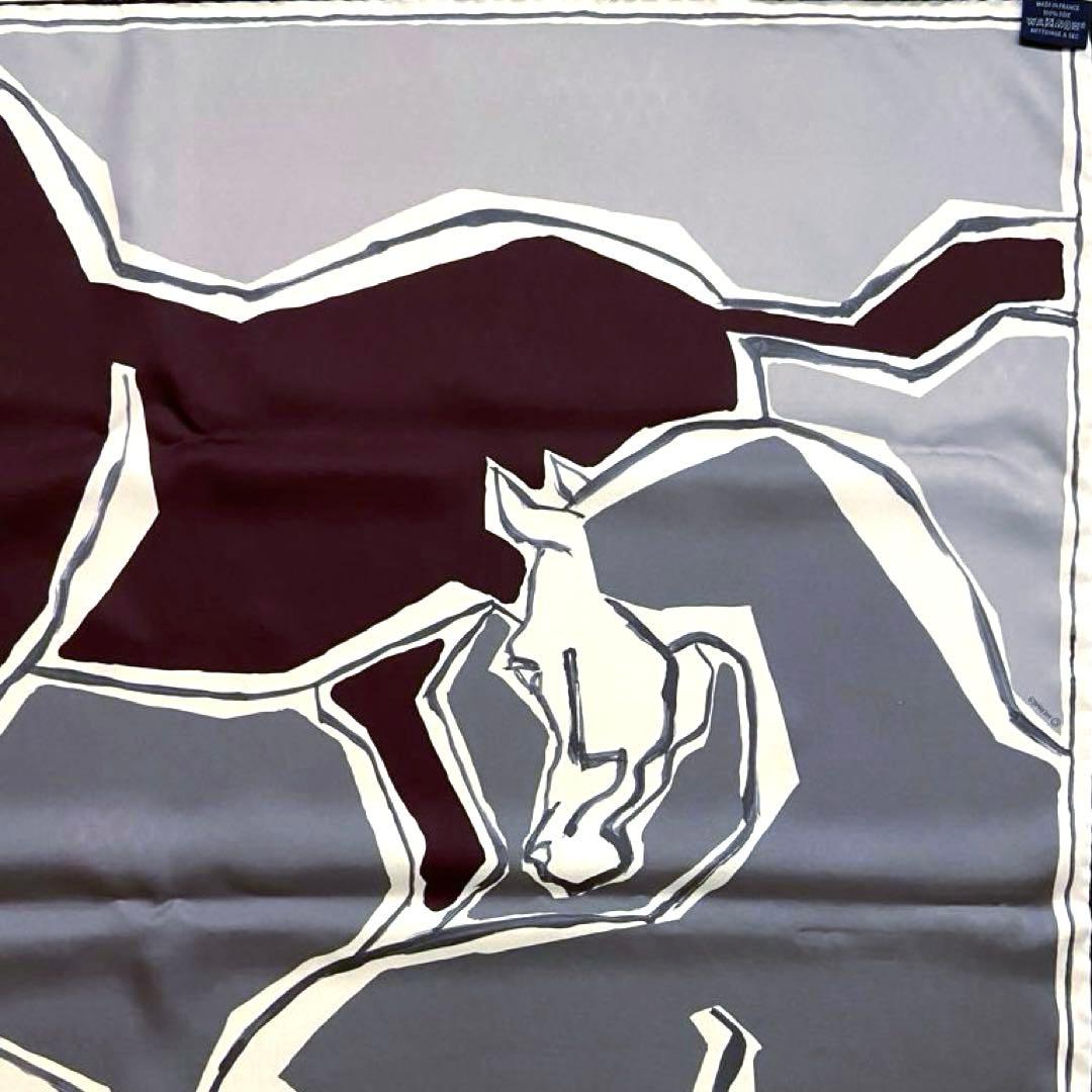 美品 お洒落エルメス シルクスカーフ カレ90 馬のダンス ダブルフェイス 青赤
