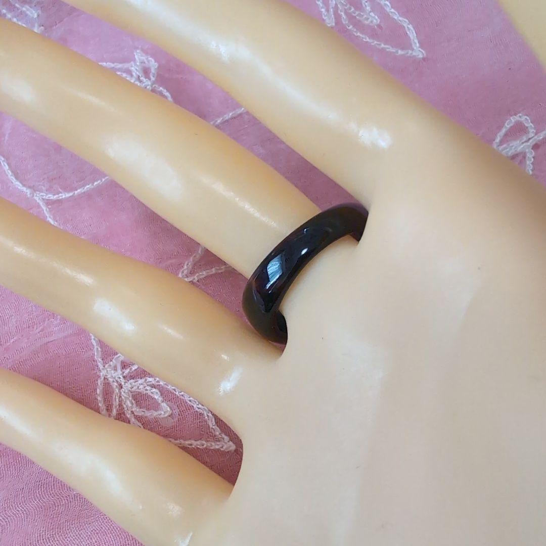 本鼈甲黒甲あこやパール付きリング〜サイズ約17号