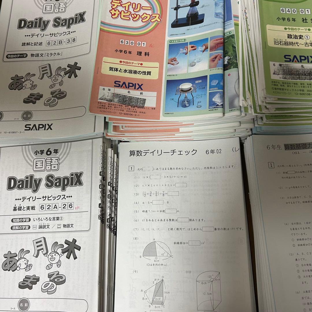 ㉒も　サピックス　SAPIX 6年　理科　社会　算数　国語　フルセット　テキスト