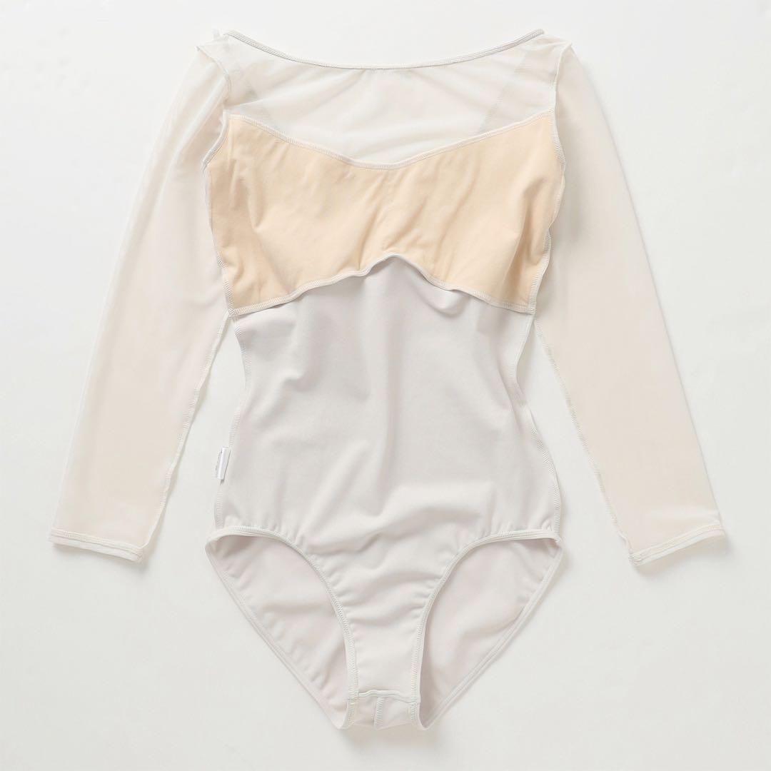 【完売品】チャコット　8部袖レオタード★美品　アイボリーS