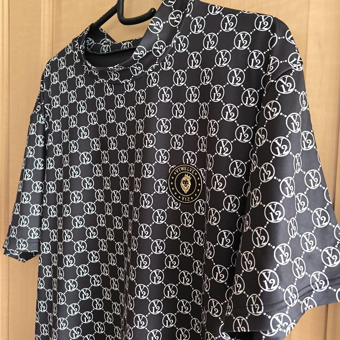 美品　V12 　ゴルフウエア　半袖 MONOGRAM MOCK ブラック　L