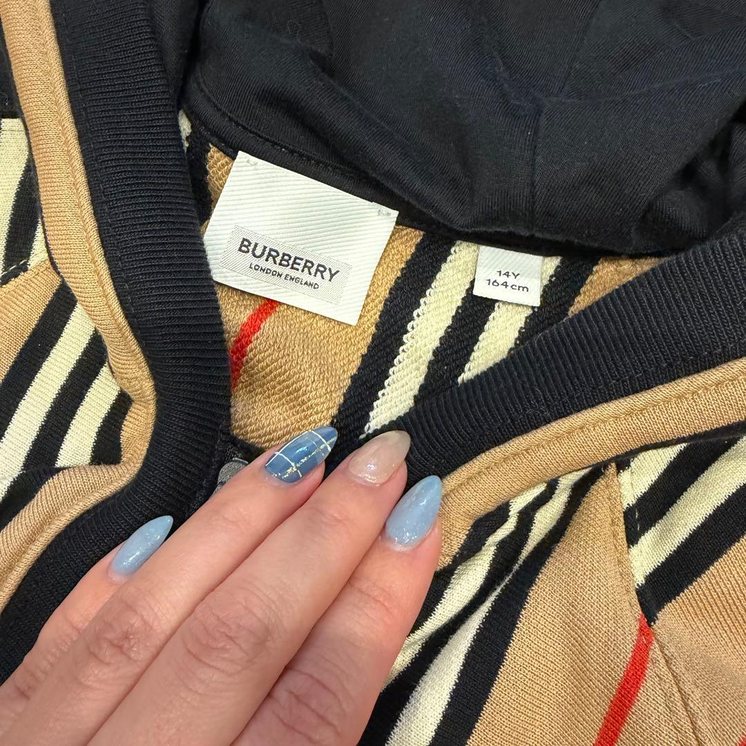 BURBERRY ストライプフルジップフーディ 14Y