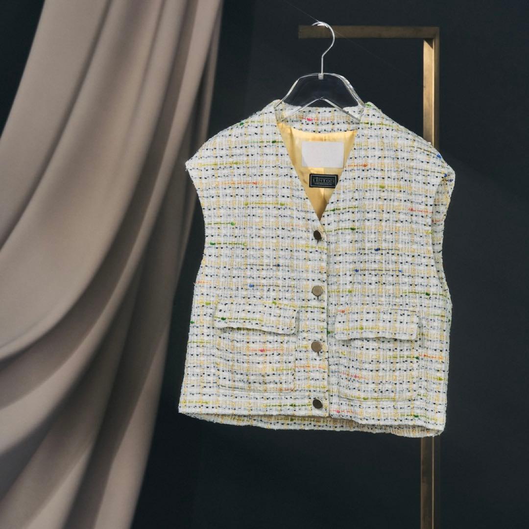 美品！Ballsey LINTONツイードベスト ホワイト 金糸トゥモローランド