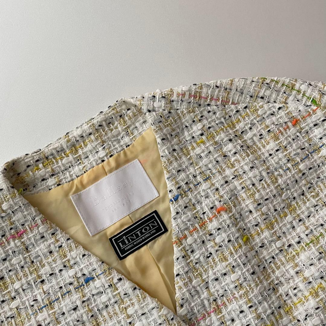 美品！Ballsey LINTONツイードベスト ホワイト 金糸トゥモローランド