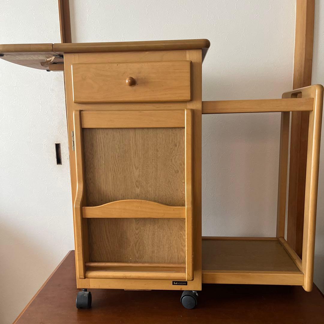 ナチュラルウッド キッチンワゴン 引き出し付き