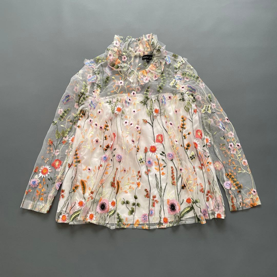 希望価格セール中 sister jane 花柄刺繍シアー チュール ブラウス S