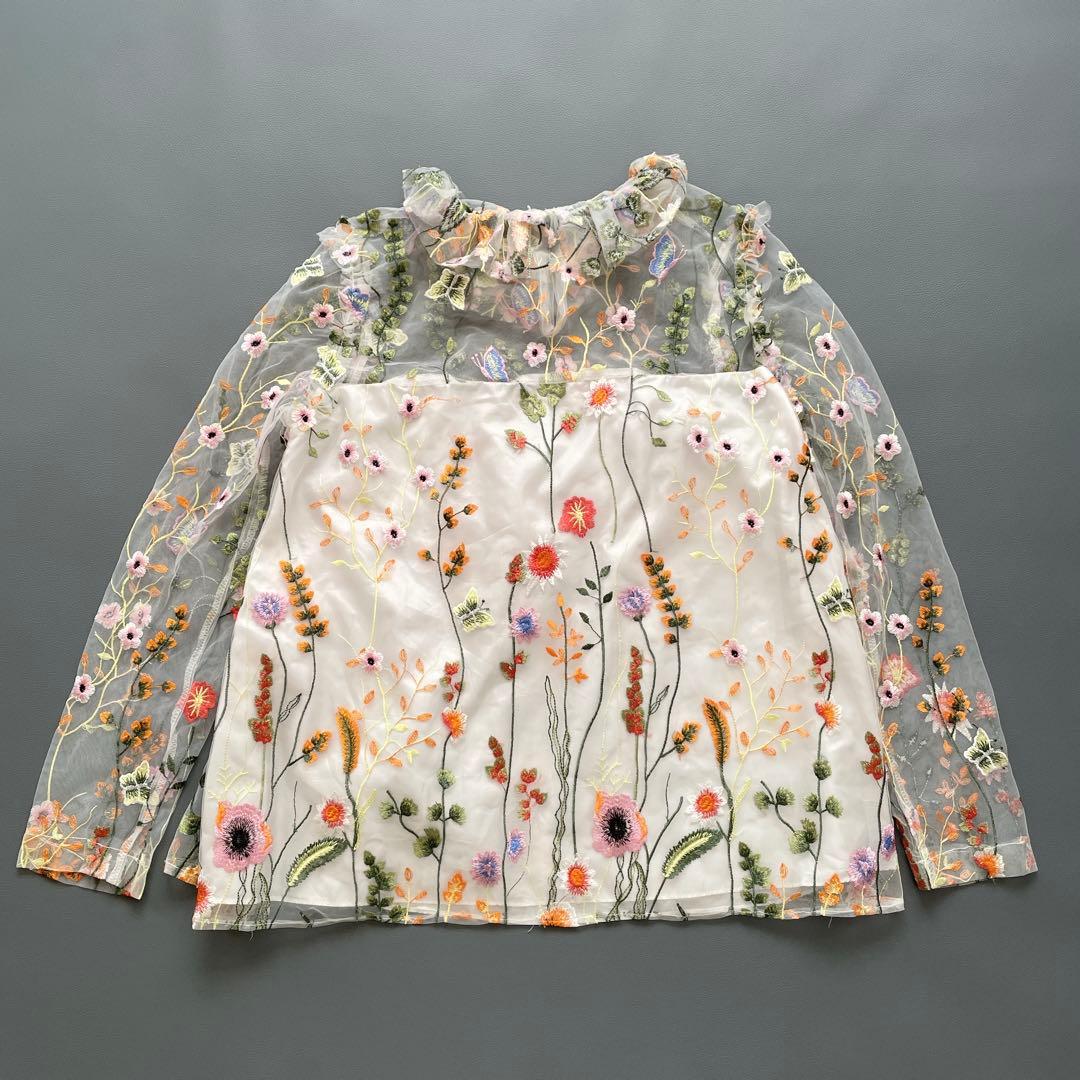 希望価格セール中 sister jane 花柄刺繍シアー チュール ブラウス S