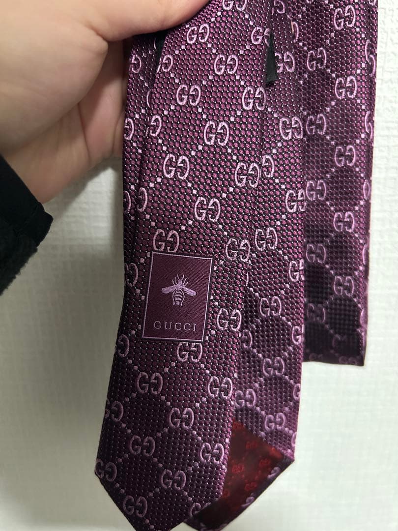 GUCCI パープル GGロゴ ネクタイ