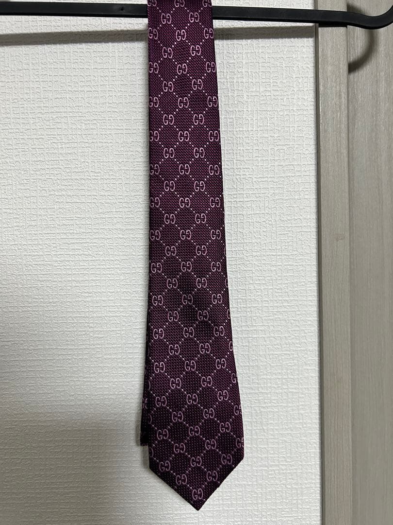 GUCCI パープル GGロゴ ネクタイ