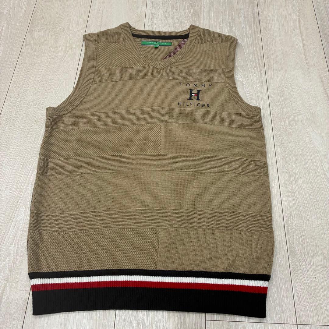   GOLF ベージュ Vネックベスト　チェック　美品