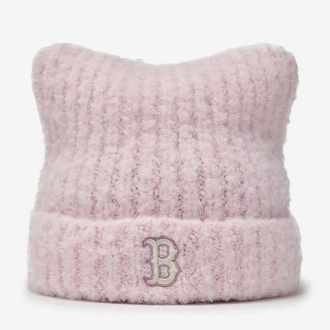 【MLB korea】カリナ着用 ピンク 猫耳ニット帽 韓国限定 完売品