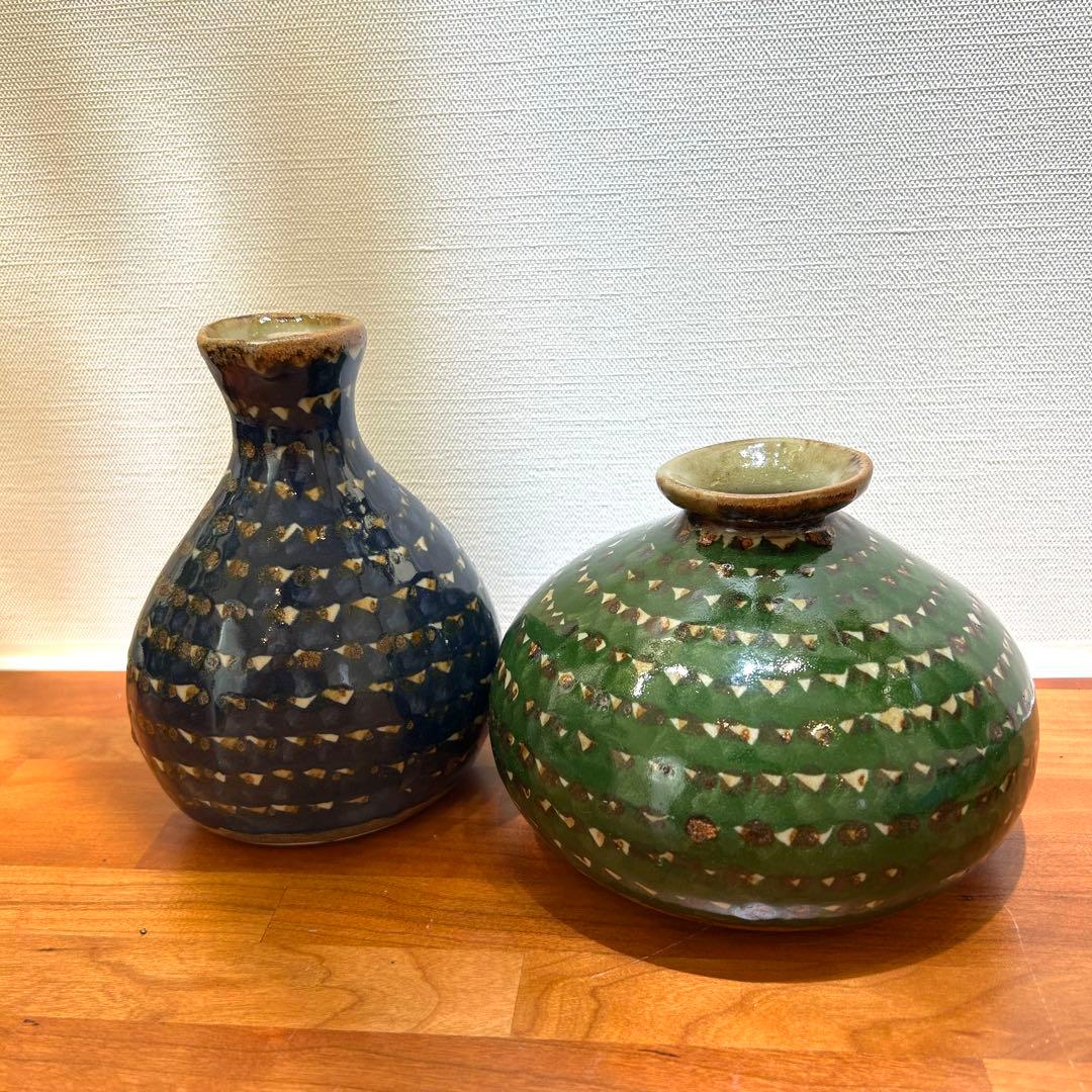 ⌘ メキシコ　壺　陶器　置物 ⌘ インテリア　トナラ　花瓶　緑　民芸品