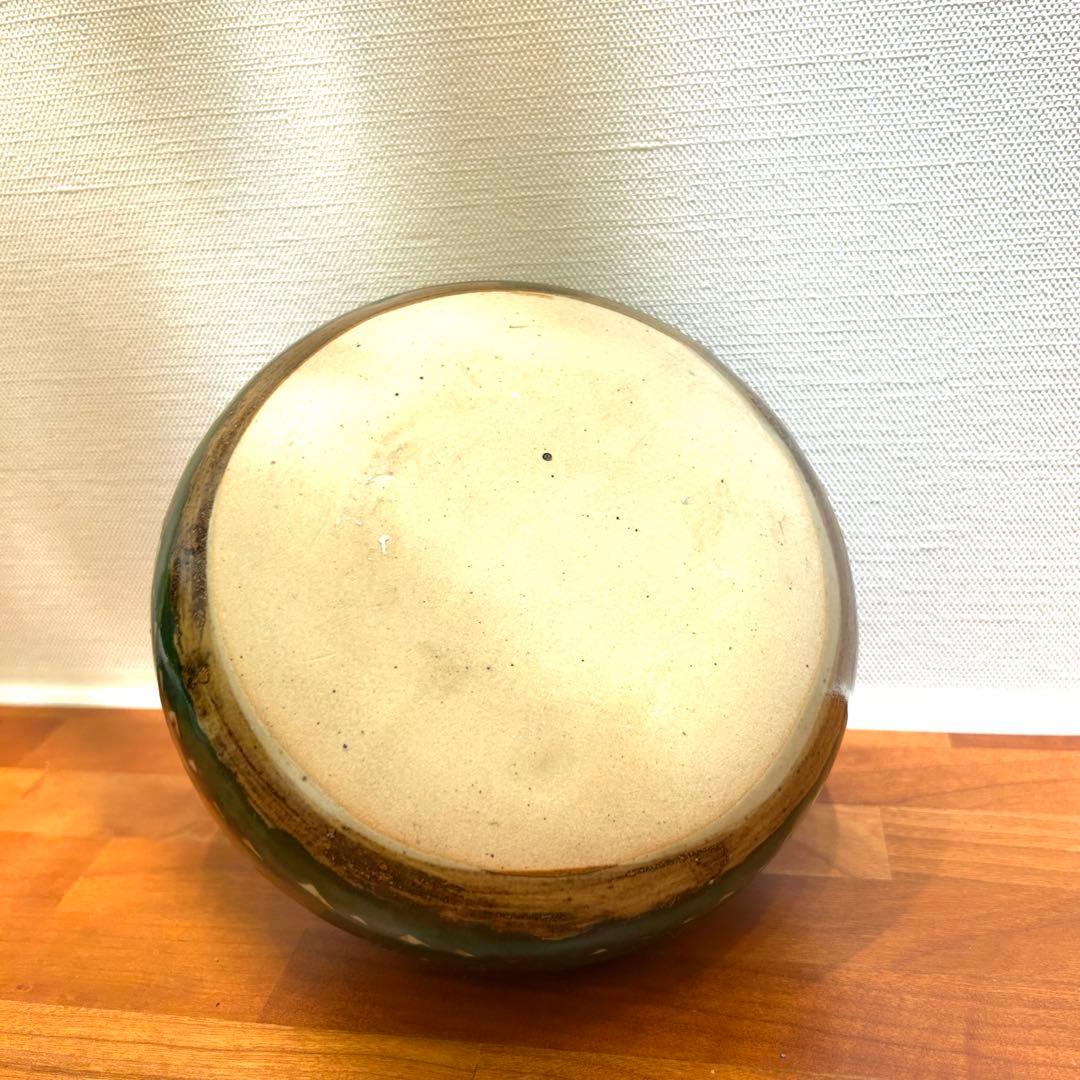 ⌘ メキシコ　壺　陶器　置物 ⌘ インテリア　トナラ　花瓶　緑　民芸品