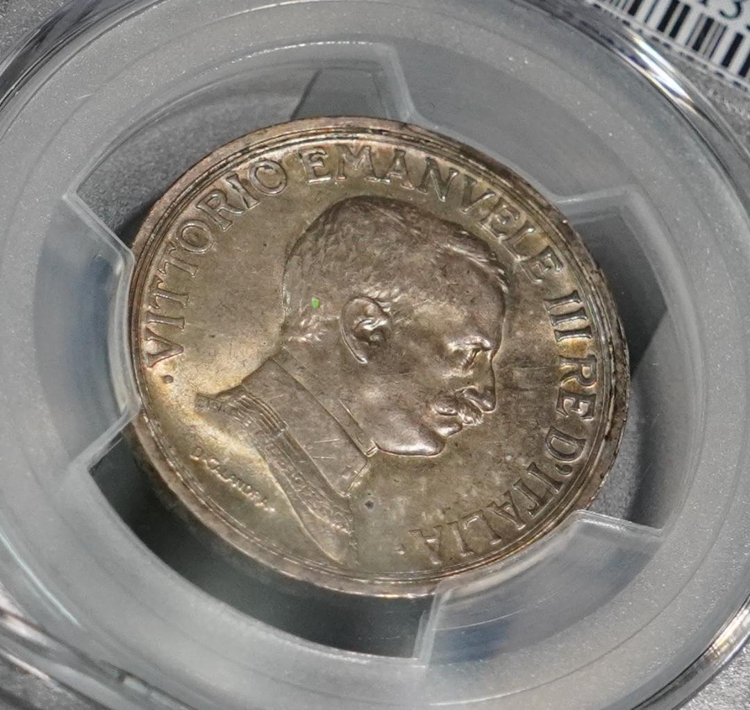 1915年 イタリア クァドリガ 2リレ 銀貨 PCG MS64 エマヌエレ3世