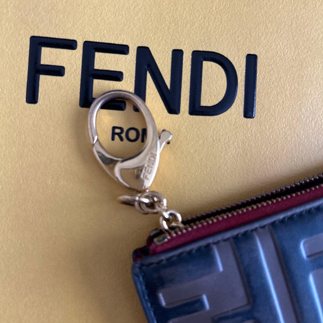 FENDI FFロゴキーケース ダークブラウン/レッド