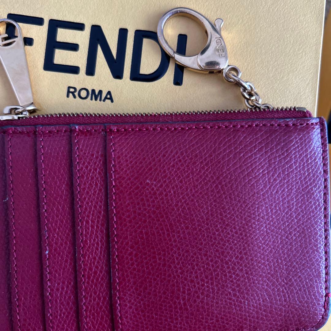 FENDI FFロゴキーケース ダークブラウン/レッド