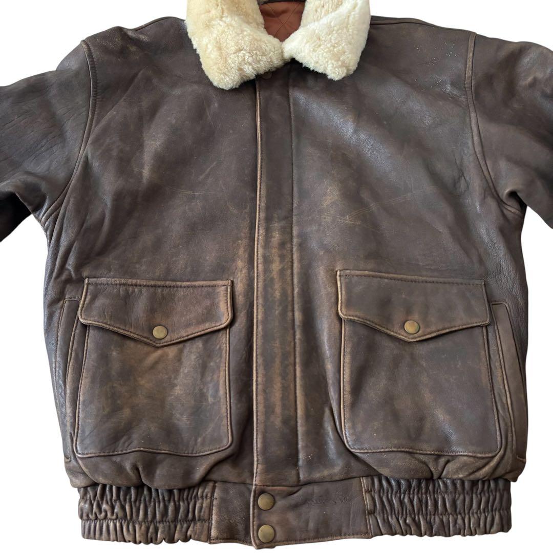 vintage G-1 Leather bomber jacket 茶
