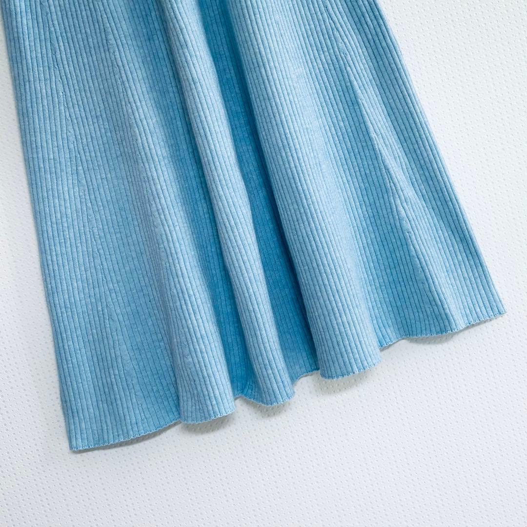 美品　JENNE細見えリブワンピース　Lサイズ　青
