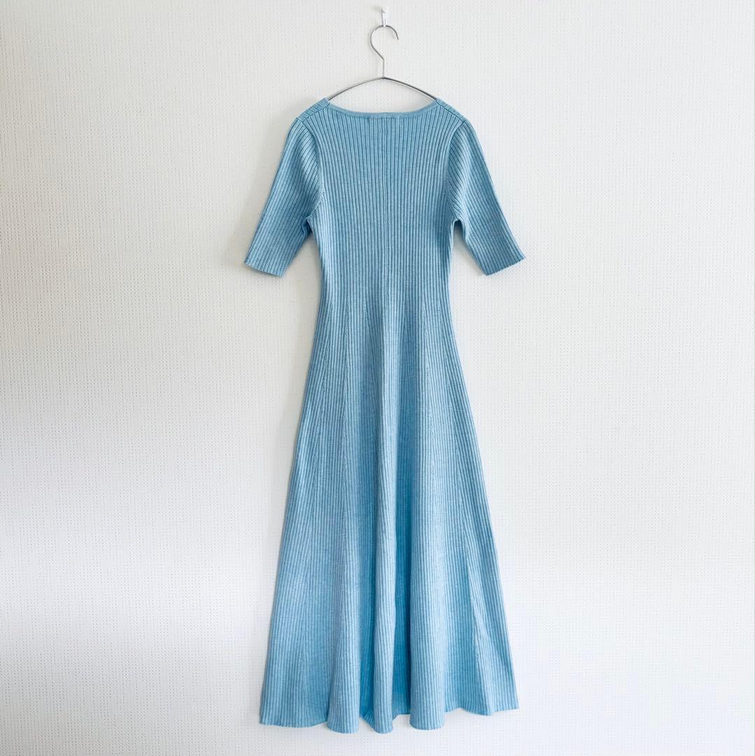美品　JENNE細見えリブワンピース　Lサイズ　青