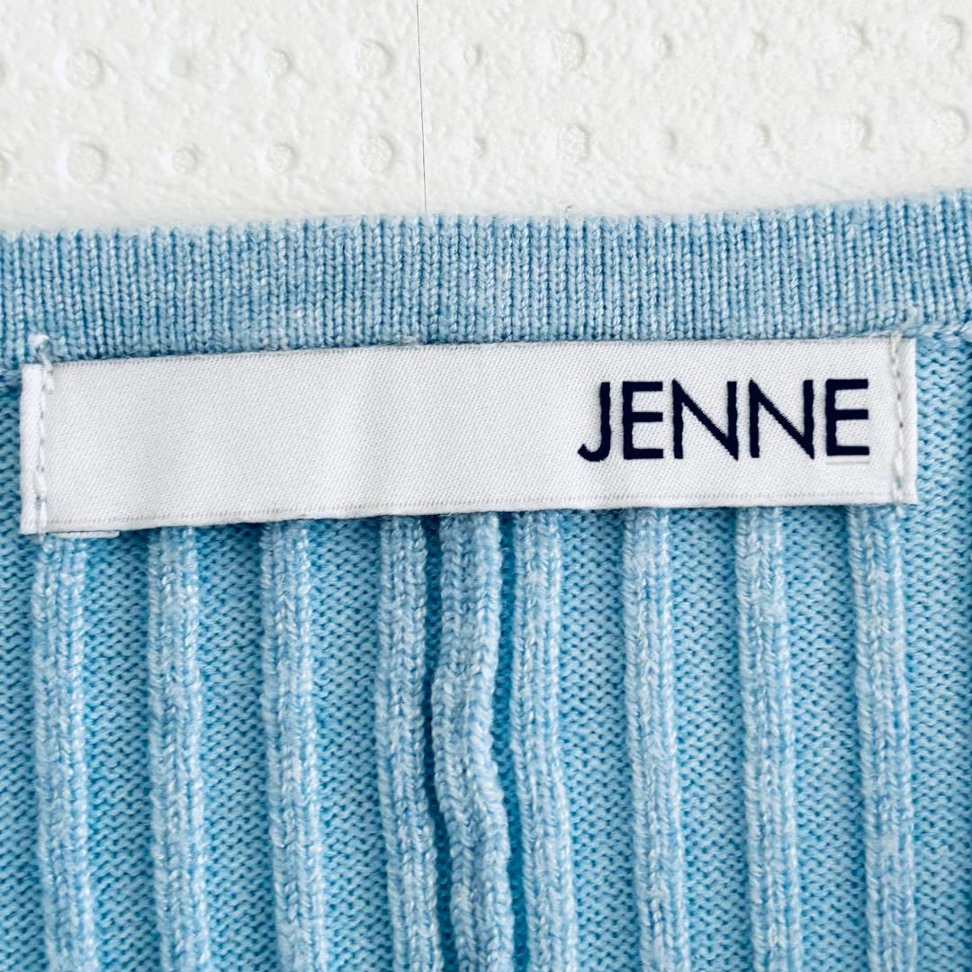 美品　JENNE細見えリブワンピース　Lサイズ　青