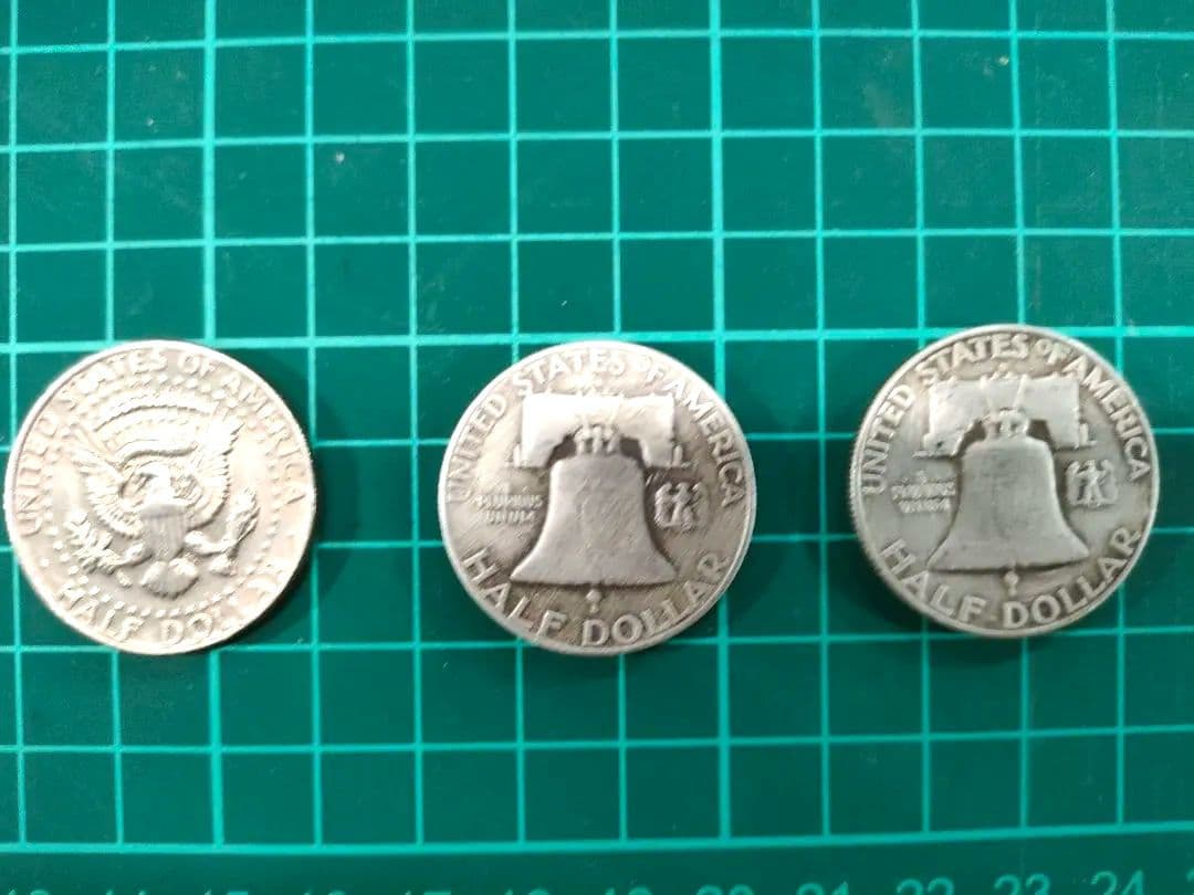銀貨　フランクリンハーフダラー2枚(1958年)　ケネディ1枚(1972年) 他