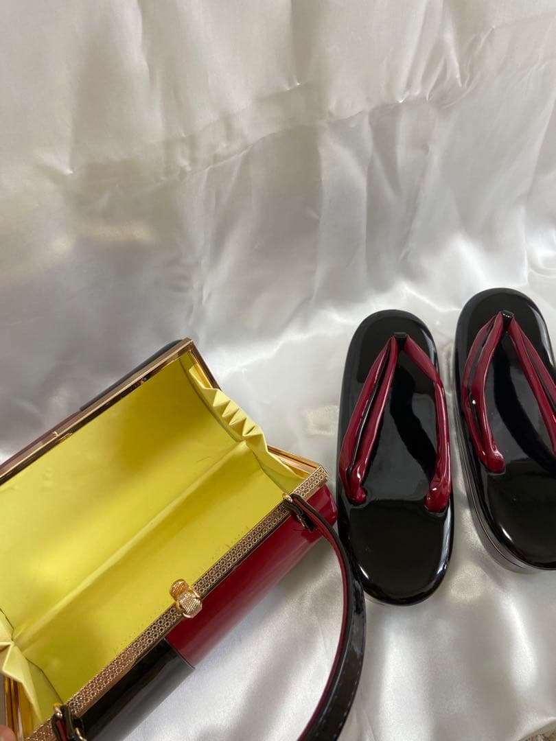 黒と赤の和装用バッグと草履セット【成人式小物セット⠀】✨週末セール