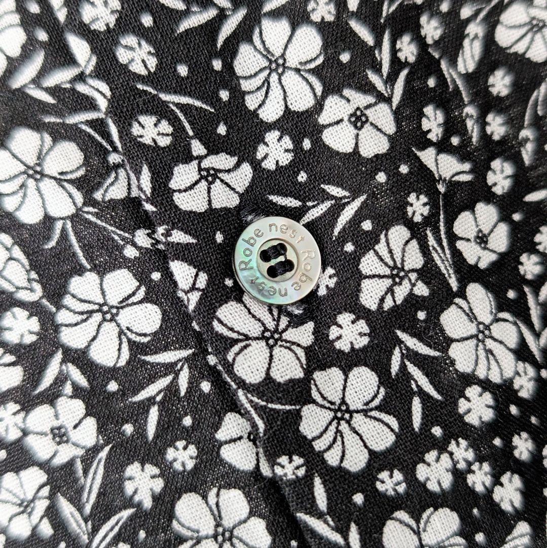 nest Robe flower pattern タックシャツワンピース リネン