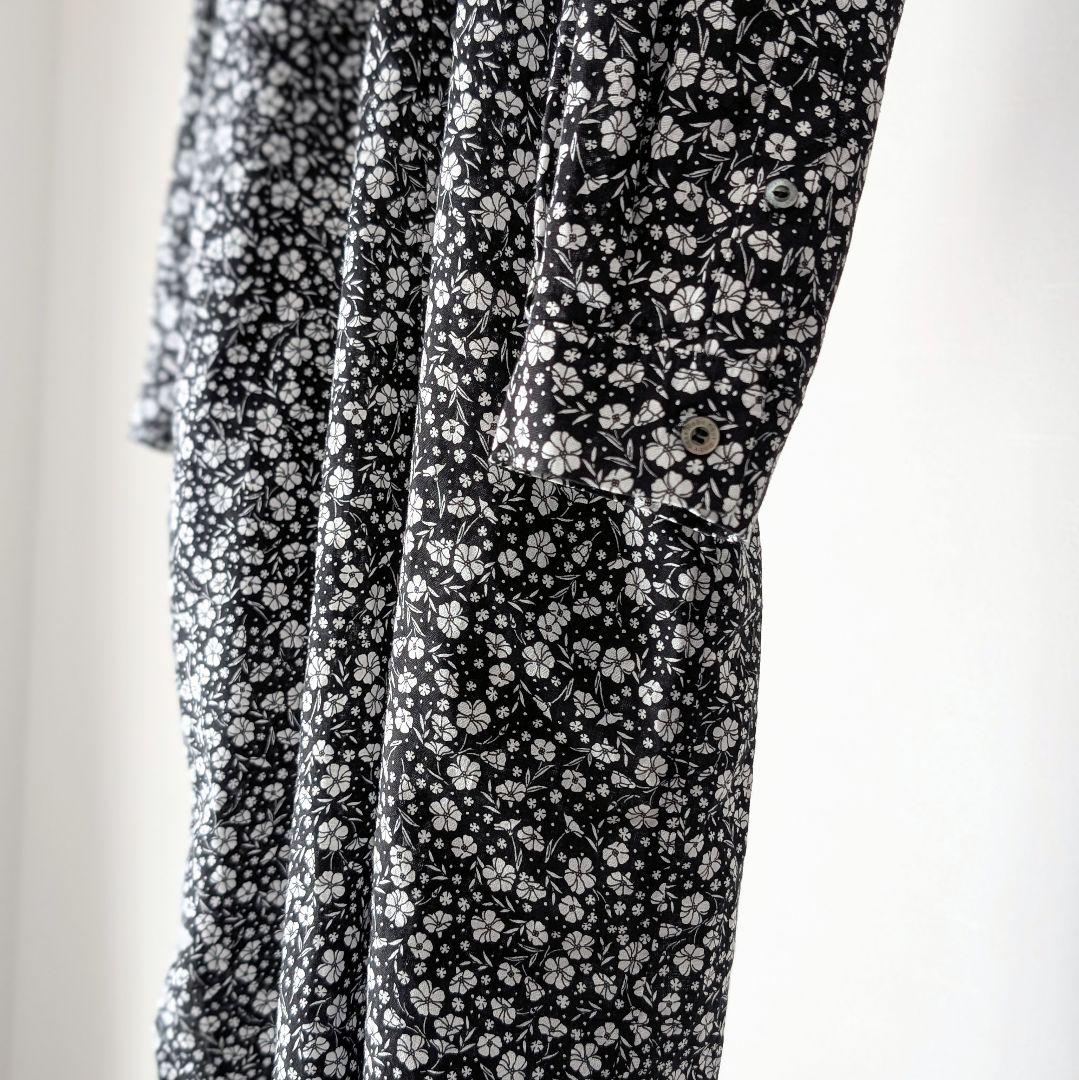 nest Robe flower pattern タックシャツワンピース リネン