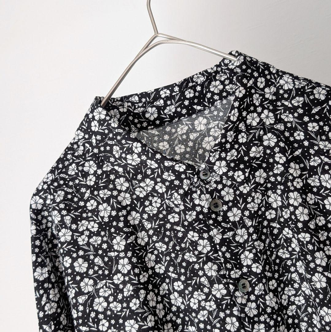 nest Robe flower pattern タックシャツワンピース リネン