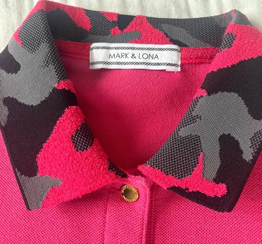 MARK&LONA ピンク スカル ハート 迷彩 刺繍 ポロシャツ