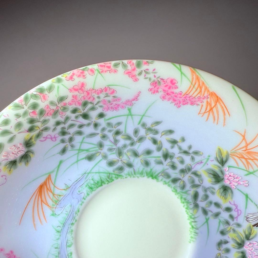 深川製磁　高級ライン　色絵花鳥図　カップ＆ソーサー