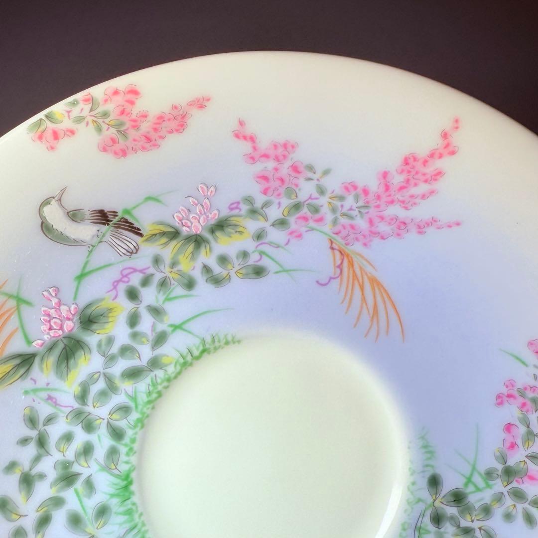深川製磁　高級ライン　色絵花鳥図　カップ＆ソーサー