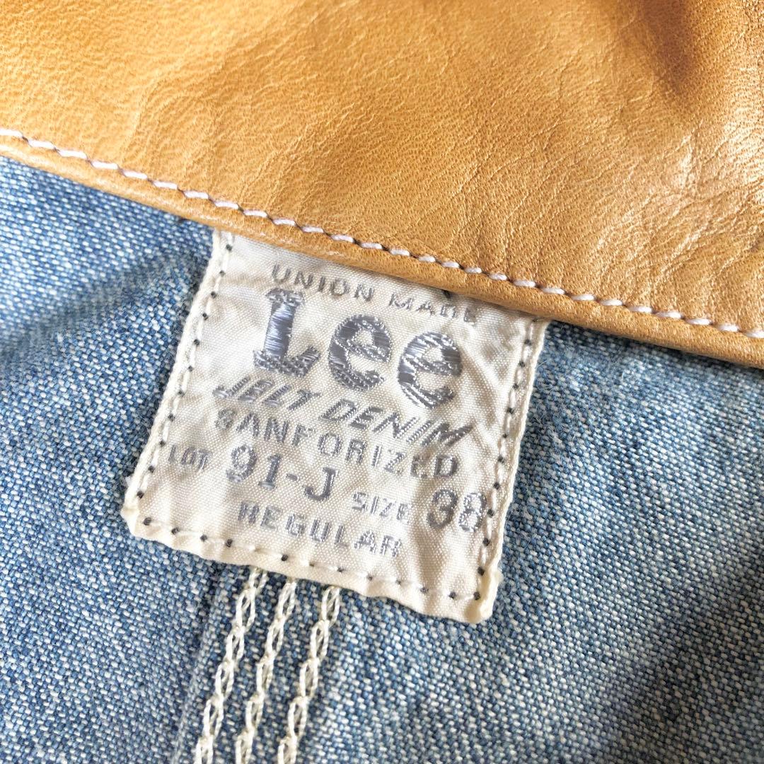 lee 91-j カバーオール デニム LM5412 レザー襟 リメイク